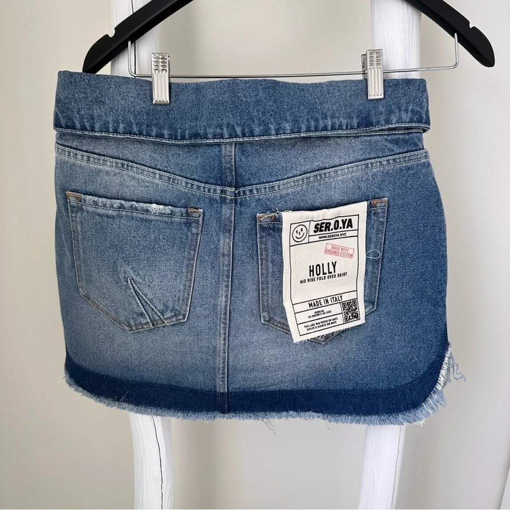 Revolve SER.O.YA Holly Foldover Denim Mini Skirt Sz 28